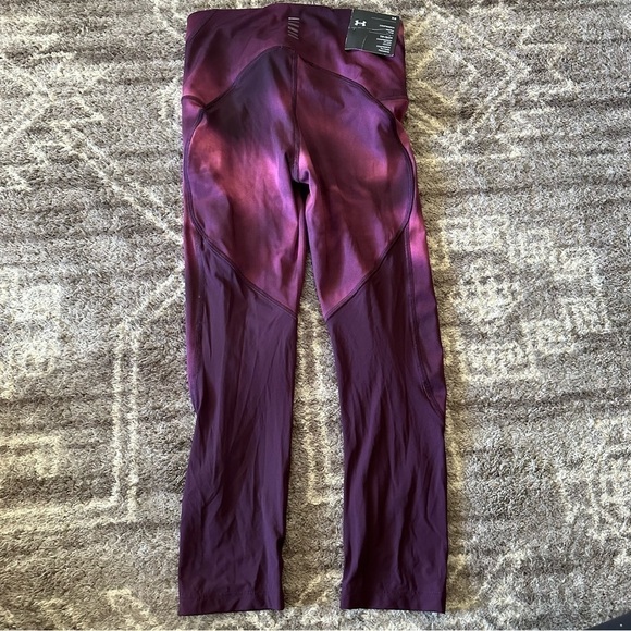 NWT Under Armour Fly Fast Crop Leggings Purple Ombré Mid Rise Compression - Picture 5 of 7